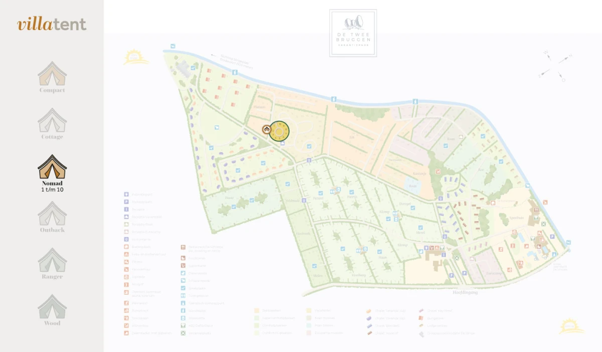 Villatent - Plattegrond Vakantiepark de Twee Bruggen- 2024