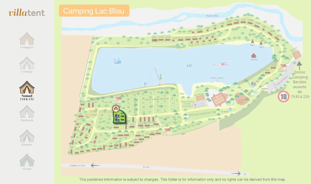 Villatent-Plattegrond-Camping Le Lac Bleu-2022