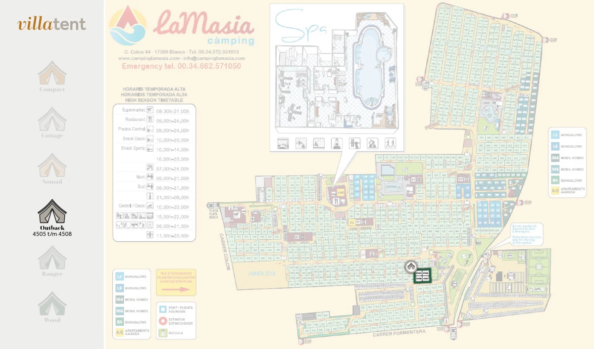 Villatent-Plattegrond-Spanje- Camping La Masia- 2022