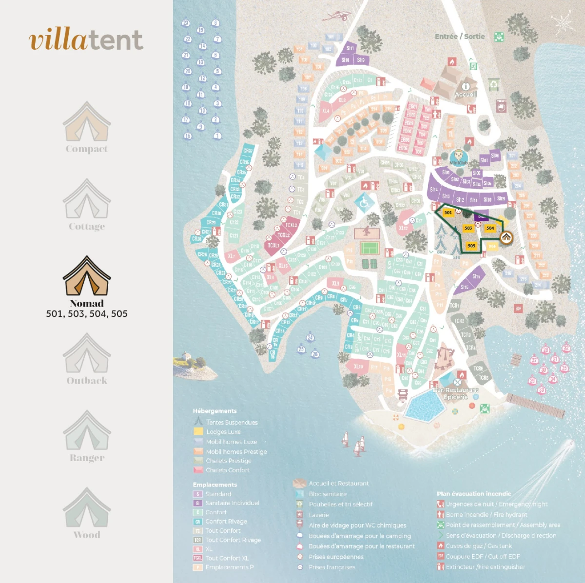 Villatent- Plattegrond- Camping La Presqu'île- 2024